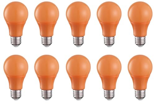 HUAMu 10er Set A60 farbige LED Leuchtmittel Birnenform 3W 25Watt Leuchtmittel Birnenform,für Außen & Innen, Orange