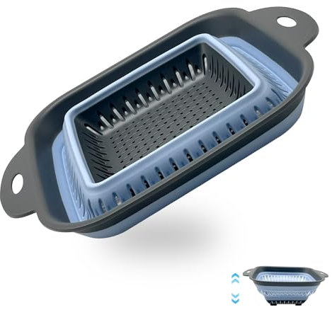 Passoire Pliable en Silicone pour Cuisine - Panier d'Évier - Passoire à Pâtes et de Lavabo (Carré)