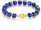 MetJakt Handgemachtes Stretch Armband Echtes 8MM Naturstein Würfel Design 18k Vergoldet Kugel für Damen und Herren Edelstein Perlenarmband (Lapislazuli -Vergoldet)
