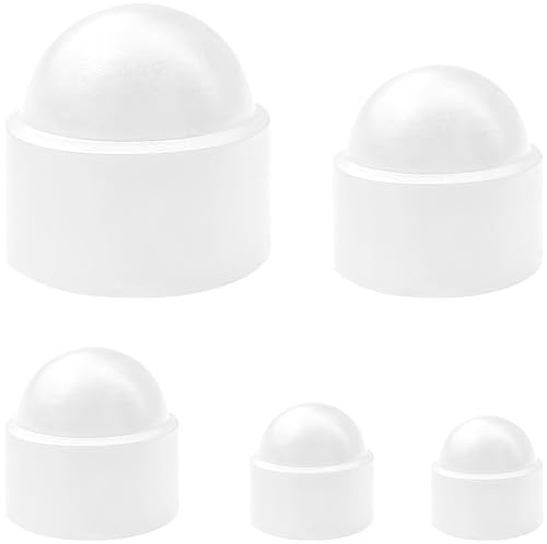 Lot de 90 cache-boulons hexagonaux à tête ronde M4 - M10 - Capuchons de protection d'écrous en forme de dôme (blanc)