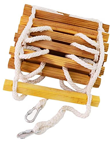 BGFYUSF Feuerleiter, Not-Fluchtseil-Holzleiter, Feuerleitern, weiche Sicherheitsleiter, Flucht aus Fenster und Balkon, Klettern, Luftarbeiten mit Haken, reines Massivholz (Fang40cm 30m)