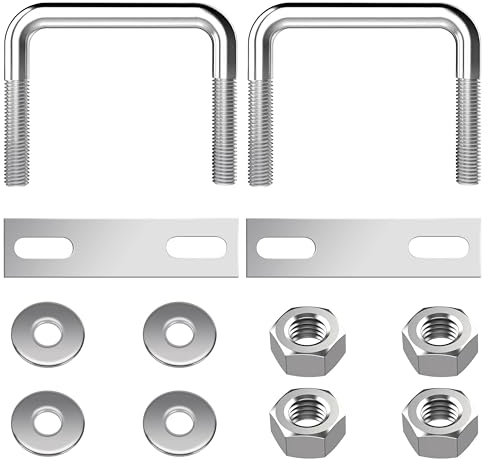 Bulloni a U Quadrato M8 Bulloni a U in Acciaio Inox con Dadi e Piastra Di Telaio per Tubo Dell'Acqua Fisso Barche Ancho interior 50 mm 2 Pezzi M8 50x50mm