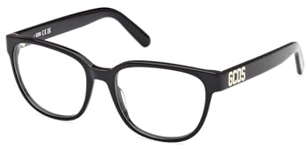 GCDS Brille mit Sehstärke für Unisex optional mit Sonnenbrillentönung oder Blaulichtfilter, Rund, gefertigt aus Acetat, Modell: GD5034 (inklusive Brillenetui)