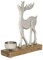 EGLO LIVING Teelichthalter mit Deko Rentier Baliguian, Weihnachtsdeko Fensterbank Wohnzimmer, Tischdeko Weihnachten Hirsch REH, Holz in Natur und Metall in Silber, 18 x 20 cm