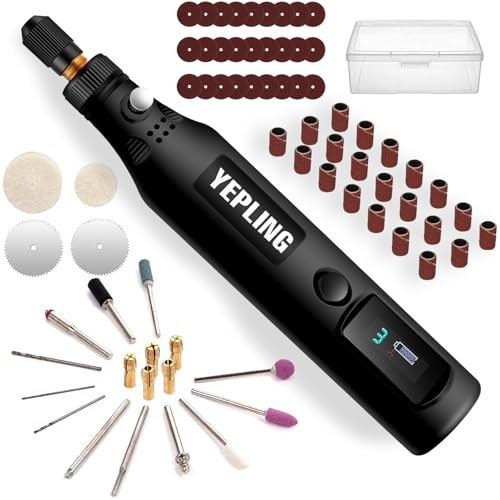 YEPLING Cordless Rotary Tool, 3.7V Li-Ion 3 Speed Electric DIY Mini Polisher Kit with LED Screen, 72 Pieces Accessories USB Cordless Multi-Tool, Great for Light Small DIY Work