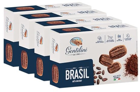 4X Gentilini Biscotti BRASIL al Cacao, Antica Ricetta Originale 250g