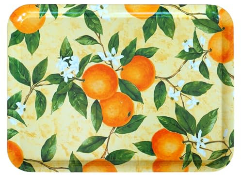 Lashuma Dekoteller Tablett groß, Küchentablett rechteckig Orangenhain 50x37 cm