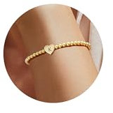 ESHIONER Armband Damen Gold 18K Gold Plattiert Armbänder Perlenarmband Stapelbar Zierlich Nicht Anlaufen Einstellbare Kette K Charm Personalisierte Buchstaben Armband Damen Mädchen Schmuck Geschenke