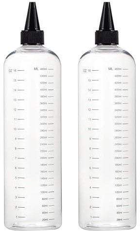 Flacon à Presser, 2 Pièces 460ml Bouteille à Condiments, Applicateur Huile Cheveux, Transparent Bouteille de Compression avec Capuchon, Flacons Distributeurs Transparents, pour Vinaigre, Huile(Noir)