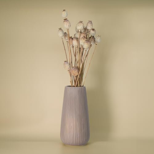 Trockenblumen Feldstrauß Mohnblumen – Handgebundener Trockenblumenstrauß – mit wunderschöner Vase VIO – Tolle Blumen Strauß Dekoration, ewig haltbar Blumenliebhaber