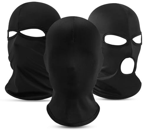 3 Stück Dünn Atmungsaktiv Sturmhaube,Winter Sommer Fahrrad Gesichtsmaske,Skimaske,Schwarz Sturmhaube Balaclava für Herren Damen Outdoorsports,Motorrad,Fahrrad,Jagd,Ski,Halloween