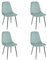 LOLAhome - Pack de 4 sillas de Comedor o Cocina Lina Azul tapizadas en Lino con Patas metálicas Negras