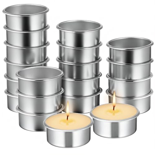 Gatuida 20pcs Tea Light Candle Holders, Metal Tea Light Holders, Round Tealight Holders, Votive Candle Holder for Christmas Home Decoration, Restaurant, Wedding, Anniversary, Birthday Party, 4.5x1.8cm