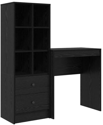 vidaXL Desk with Storage Space Black Wood Composite