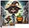 Girl on Broomstick Jigsaw Puzzles 1000 Pieces Halloween Witch Art for Challenging Family Games Pumpkin Cauldron for Adults Handwork Home Decor Gifts
