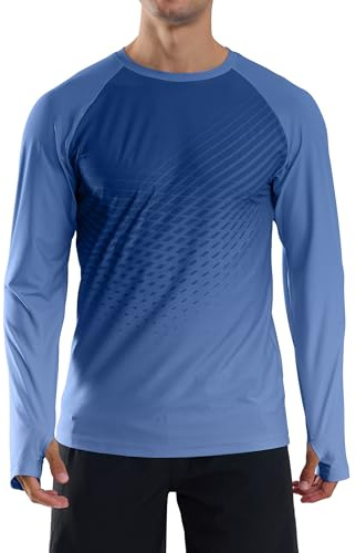 veepro Men’s UV Protection Long Sleeve T-Shirt Top Breathable Running Sport Gym Shirt Quick Dry Lightweight Rash Guard Shirts for Swimming, Hiking, Walking, Fishing Dark Blue 2XL