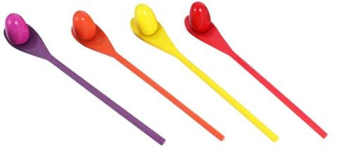 FELTECHELECTR 4 Set Egg and Spoon Race Game for Adults Outdoor Indoor Balance and Coordination Training Wooden Spoons and Balls Relay Party Game for Family Picnics and Easter Fun