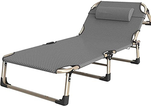Outdoor-Klappstuhl Liegestuhl für Erwachsene, tragbares Campingbett, verstellbarer Lounge-Sessel für Garten und Büro, flaches Design für Komfort