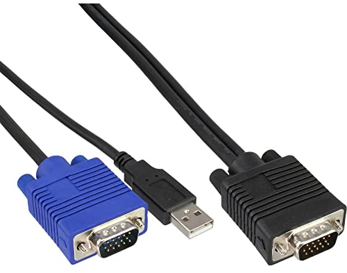 InLine 60667D Cable para Video, Teclado y ratón (kvm) - Switch KVM (1,8m, Negro, 19 KVM Switch, VGA, USB)