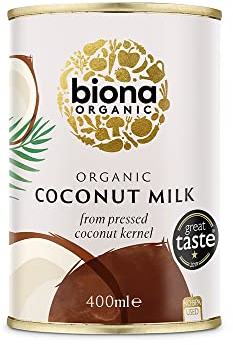 Biona Organic Coconut Milk 400 ml, Pack of 6 - Great Taste Award 2024 Winner - Dairy Free, Naturally Vegan - Pressed from Coconut Kernels - For Cooking and Baking - Vegan Alternative