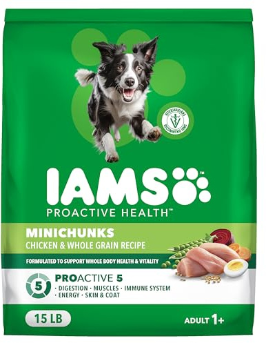 IAMS Proactive Health Minichunks Premium Dry Dog Food, Adult Dog Food Dry Recipe, 15 lb. Bag