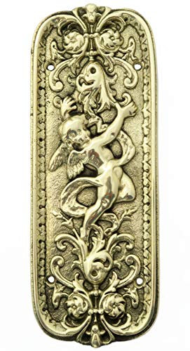 Castelion® Solid Brass Cherub Finger Plate | Brass Door Accessories | Ornate Home Decor Perfect for Traditional Homes | Home Accessories | 8inch