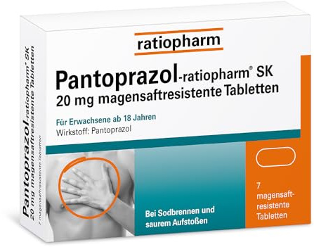Pantoprazol-ratiopharm SK 20 mg magensaftresistente Tabletten, 7 Tabletten | Säureblocker bei Sodbrennen