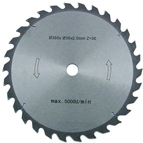 Hartmetall HM Kreissägeblatt 350x30 Z30 für Tischkreissägen, Handkreissägen, Gehrungssägen und Wippkreissägen. Grobschnittsägeblatt für den Längs- und Querschnitt in der Holzverarbeitung und Brennholzverarbeitung