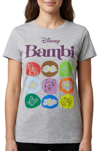 Bambi Disney Motif Women's T-Shirt Grey