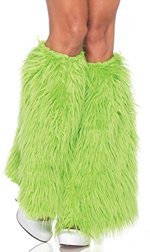 Leg Avenue 393422031 Furry Leg Warmers, Damen, Neongrün, Einheitsgröße