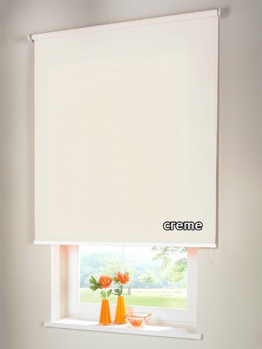 Sichtschutzrollo Mittelzugrollo Springrollo Rollo Verdunkelung 240 x 160 cm / 240x160 cm creme