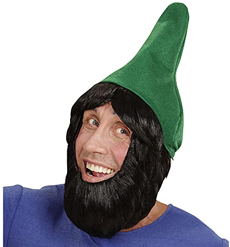 Widmann 00825 - Gartenzwerghut mit Perücke und Bart, grün, Zwerg, Gnom, Karneval, Mottoparty