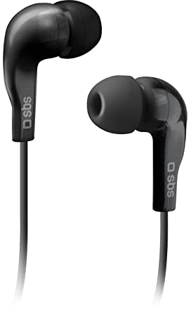 SBS in Ear Kopfhörer mit Kabel - Kopfhörer mit Mikrofon & Gummipolster - Kopfhörer in schwarz für Smartphone, Handy & PC - Drahtlose Kopfhörer