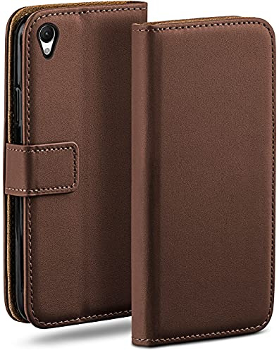 moex für Sony Xperia Z3 Hülle mit Kartenfach, Handyhülle klappbar 360 Grad Schutzhülle, PU Leder Handytasche Sony Xperia Z3 Klapphülle Flip Case, Dunkelbraun