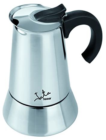 Jata CAX104 - Cafetera Italiana Inducción, Capacidad 4 Tazas, Apta para Todo Tipo de Cocinas, Cuerpo Acero Inoxidable