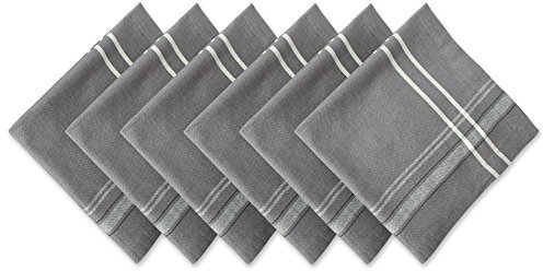 DII French Stripe, Tisch-Servietten-Set, Bauernhaus-Stil, 50,8 x 50,8 cm, Grau Chambray, 6 Stück