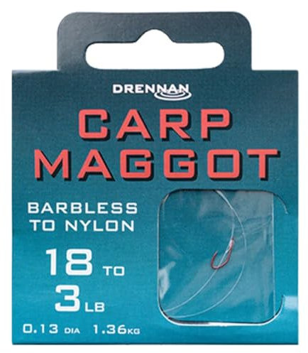 Drennan Carp Maggot Hooks To Nylon Barbless 18 To 3lb Qty 8