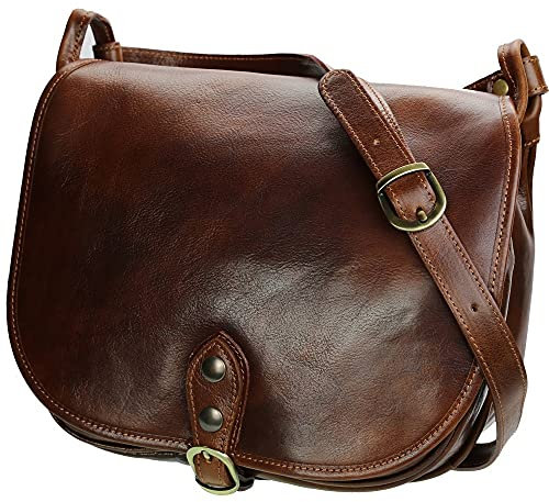 OLIVIA - Sac bandoulière femme cuir WESTERN 31x25x15 cm - Marron, Cuir
