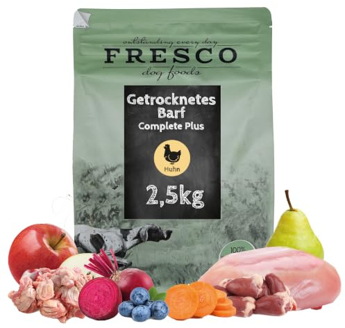 FRESCO Dog TrockenBarf für Hunde Huhn 2,5kg | 100% frisch | Barf Complete | Getreidefrei & zuckerfrei | 80% Frischfleisch | BARF Hundefutter trocken ohne künstliche Zusätze | Aus Deutschland