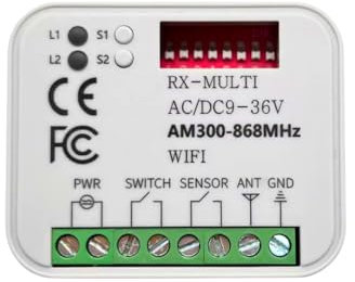 WallMall ® - Ricevente Cancello Universale Multifrequenza da 300 a 870Mhz WIFI Integrato Garage Serranda Luci a 2 Canali da 12 a 30V Tuya Google Home Alexa