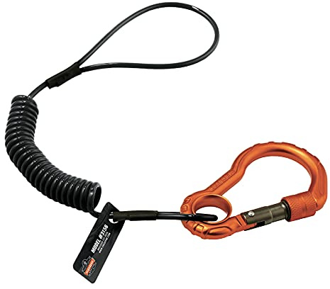 Coil Tool Lanyard with Loop End and Carabiner, Tool Weight Capacity 2 lbs, Ergodyne Squids 3156