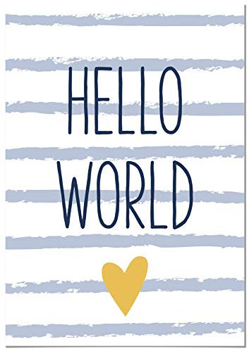 Panorama Poster für Kinderzimmer Hello World 50x70cm - Gedruckt auf qualitativ hochwertigem Poster - Bilder für Kinderzimmer & Bilder Babyzimmer - Dekoration Kinderzimmer