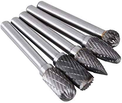 5pcs Drehbohrer Rotary Bit Wolfram Stahlschleifgrat 6mm Schaft 10mm Kopf Rotary Burrs für Formenbau