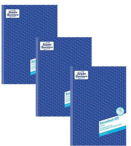 AVERY Zweckform 426 Kassenbuch (A4, nach Steuerschiene 300, von Rechtsexperten geprüft, für Deutschland zur ordnungsgemäßen, kostengünstigen Buchführung, 100 Blatt) (3x A4 100 blatt, weiß, 1)
