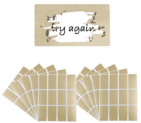 VINFUTUR 10 Fogli 120 pz Gratta e Vinci Adesivo Etichette Scratch Sticker per Regalo Biglietto Fai da Te Oro