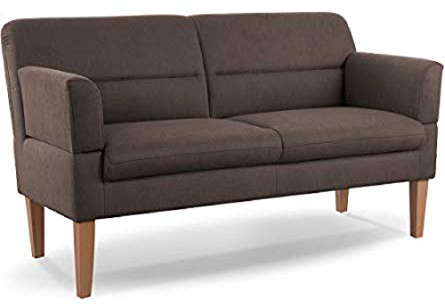 CAVADORE 2,5-Sitzer Küchensofa Kira / Sitzbank für Küche, Esszimmer oder Wohnküche inkl. Armteilverstellung / Leichte Fleckenentfernung dank Soft Clean / 168 x 94 x 81 / Flachgewebe: Braun