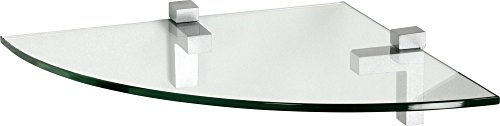 ib style® Glasregal | Eckregal | Viertelkreis |inkl. Befestigungsclip QUADRO Silbermatt| 3 Dekore | 6mm - 25x 25 cm - Satiniert
