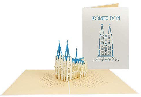 Sweetpopup® 3D Pop Up Karte Glückwunschkarte Geschenkkarte Reisegutschein Köln Urlaub Reise Kirche Architektur | Premium Metallic-Papier & Filigrane Handarbeit | Klappkarte Kölner Dom, 214