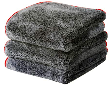 Glart 3 Stück Universal Flausch 600 GSM Mikrofasertücher 40x40 cm Allzwecktücher Haushalt Küche WC Bad Haus Garten Büro, anthrazit, H443TP