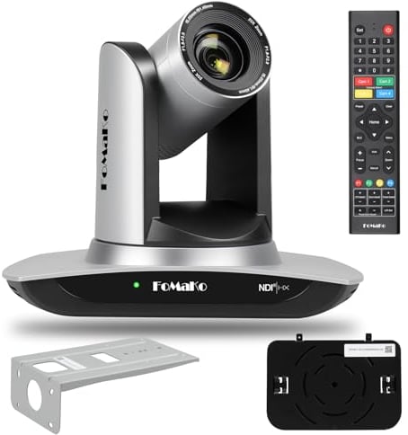 FoMaKo NDI Camera, AI Auto Tracking HDMI PTZ Camera 20x Optical Zoom LAN USB3.0 HDMI for Church Services Worship Education, PoE 1080P60 FMK20UH NDI